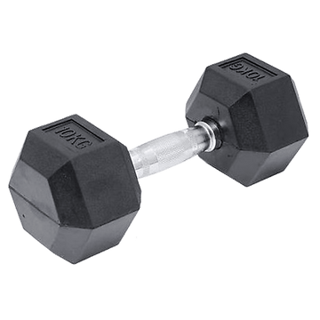 10KG Commercial Rubber Hex Dumbbell Gym Weight - RnR Galore