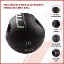 10kg Double - Handled Rubber Medicine Core Ball - RnR Galore