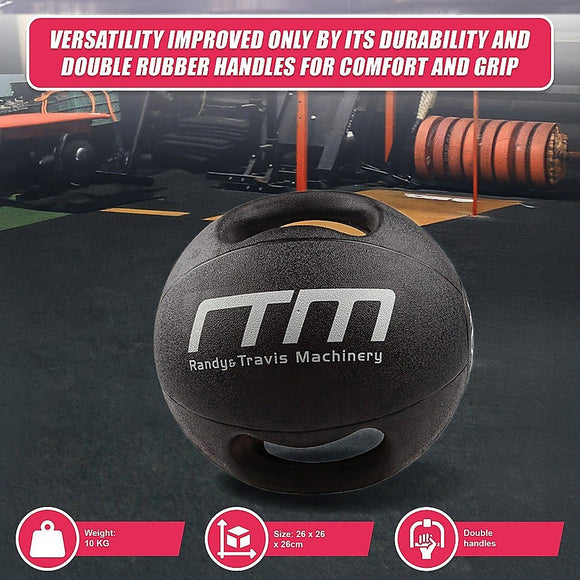 10kg Double - Handled Rubber Medicine Core Ball - RnR Galore