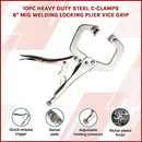 10pc Heavy Duty Steel C - Clamps 6" Mig Welding Locking Plier Vice Grip - RnR Galore