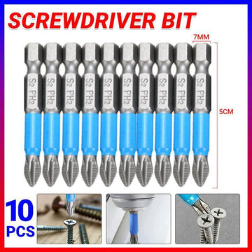 10PCS Anti Slip Electric Hex Shank 50mm PH2 Cross Head Screwdriver Bits Set - RnR Galore