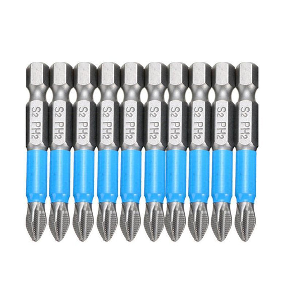 10PCS Anti Slip Electric Hex Shank 50mm PH2 Cross Head Screwdriver Bits Set - RnR Galore
