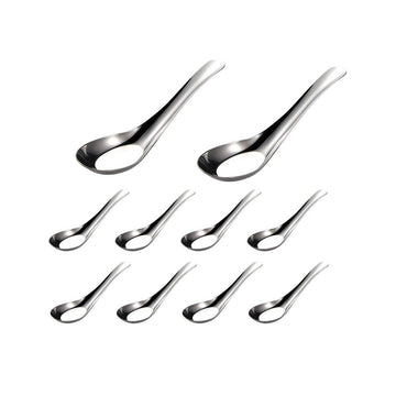 10pcs Stainless Steel Flat Bottom Spoon Household Kitchen Dining Soup Spoon Set - RnR Galore