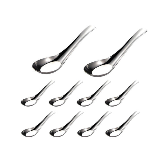 10pcs Stainless Steel Flat Bottom Spoon Household Kitchen Dining Soup Spoon Set - RnR Galore