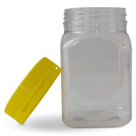 10x 500g Plastic Honey Jars + Lids - Square Clear Food Grade Packaging Containers - RnR Galore