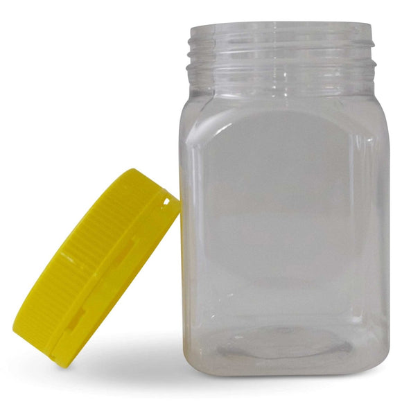 10x 500g Plastic Honey Jars + Lids - Square Clear Food Grade Packaging Containers - RnR Galore
