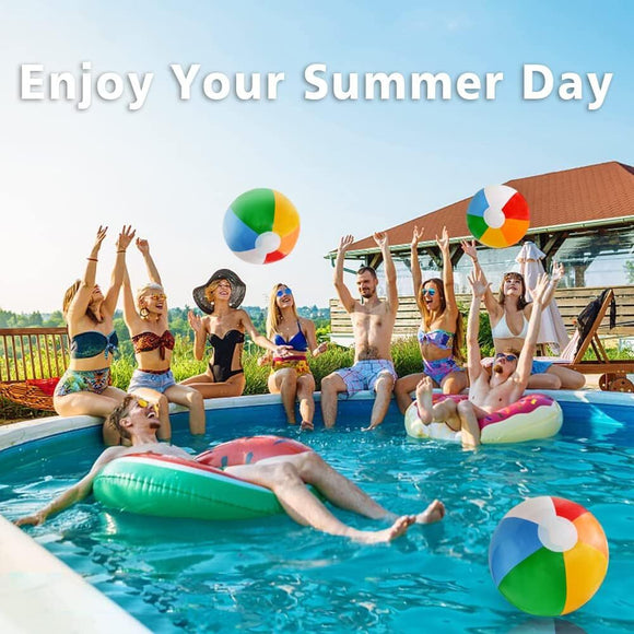 12'' Beach Ball for Kids: 14 Pack Beach Balls Bulk Inflatable Pool - Beach Balls Bulk Hawaiian Tropical Theme Christmas Party Decorations Favors Supplies - RnR Galore