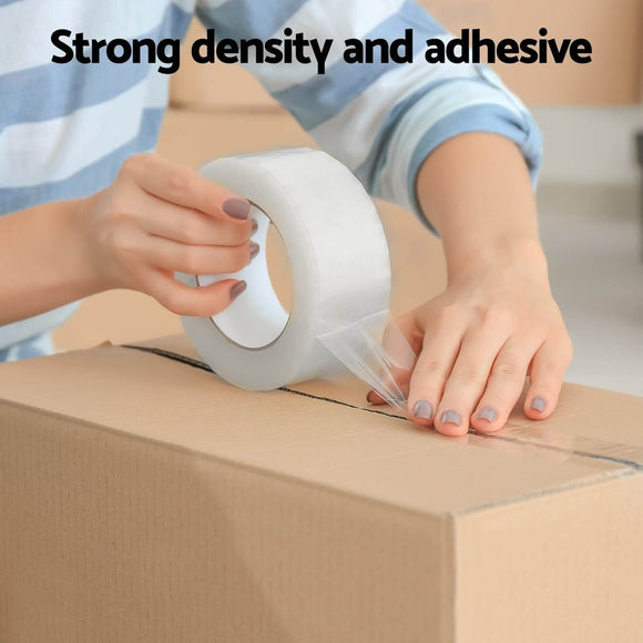 12 Rolls Packing Packaging Tape Sticky Clear Sealing Tapes Transparent 48mmx75m - RnR Galore