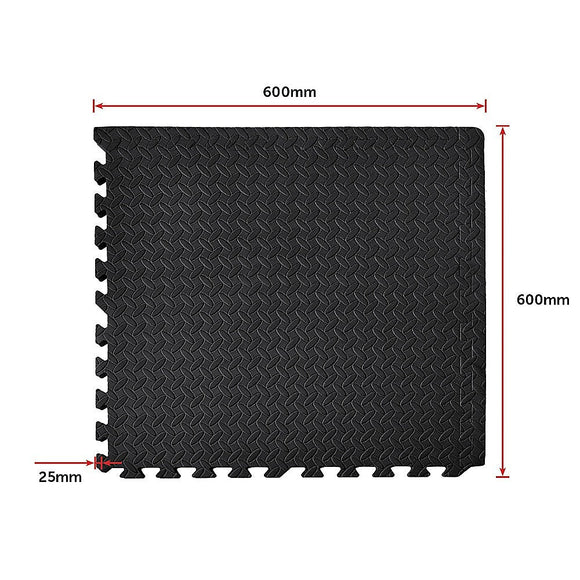 12 Tiles EVA Rubber Foam Gym Mat 60x60cm – 2.5cm Thick Fitness Flooring Set - RnR Galore