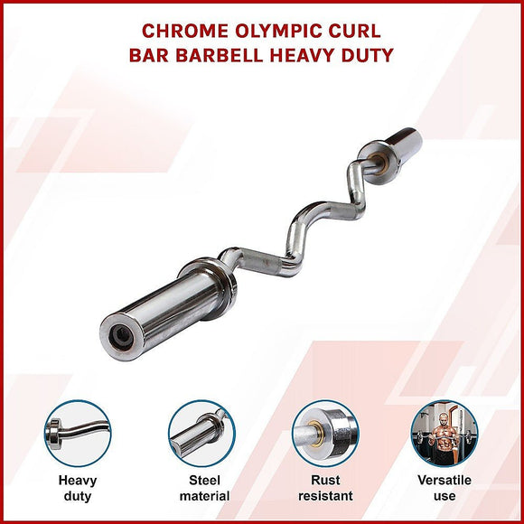 120cm Chrome Olympic EZ Curl Bar – Weightlifting Barbell for Home Gym Training - RnR Galore