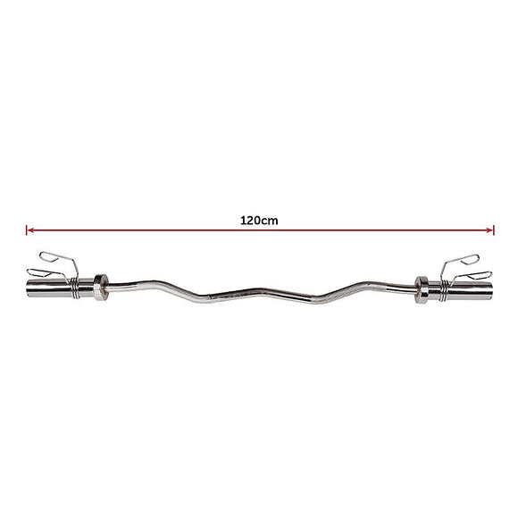 120cm Chrome Olympic EZ Curl Bar – Weightlifting Barbell for Home Gym Training - RnR Galore