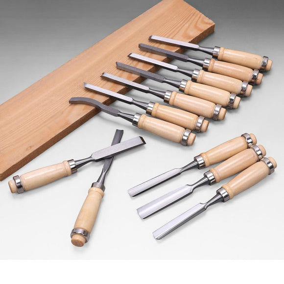 12Pc Wood Carving Chisel Set Knife High Carbon Steel Woodworking Rolling Pouch - RnR Galore