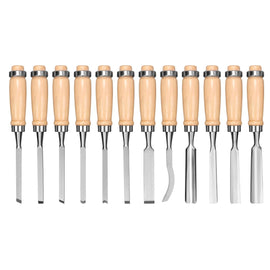 12Pc Wood Carving Chisel Set Knife High Carbon Steel Woodworking Rolling Pouch - RnR Galore