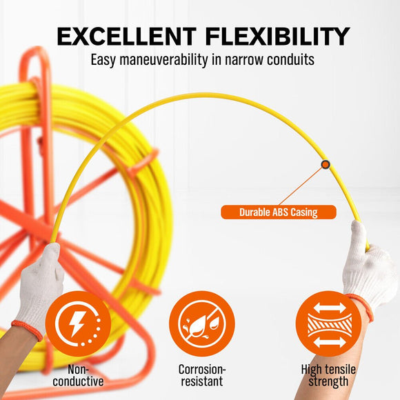 150M×8MM Fish Tape Puller Fiberglass Wire Cable Running Duct Rodder Heavy Duty - RnR Galore