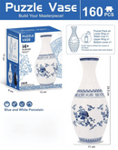 160 PCS Blue and White Porcelain 3D Puzzle Vase - DIY Interlocking Flower Vase Kit, Home Decorative and Toy Gift for Women - RnR Galore