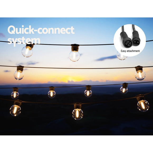 17m Solar Festoon Lights Outdoor LED String Light Christmas Wedding Decor 2 Pack - RnR Galore