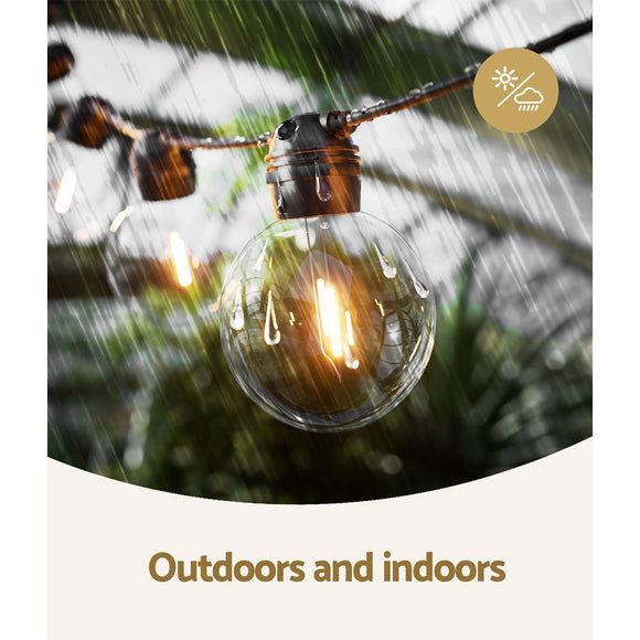 17m Solar Festoon Lights Outdoor LED String Light Wedding Christmas Party - RnR Galore