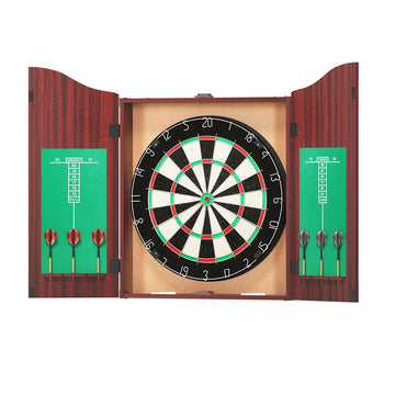 18" Dartboard Cabinet Set Professional Dartboard Wood Classic Game Party Sport - RnR Galore