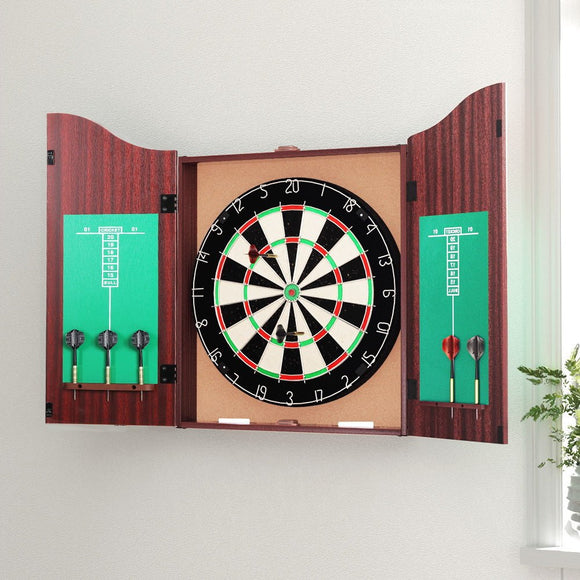 18" Dartboard Cabinet Set Professional Dartboard Wood Classic Game Party Sport - RnR Galore