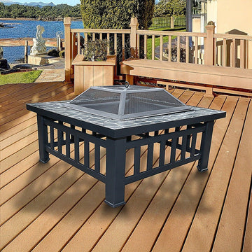 18" Square Metal Fire Pit Outdoor Heater - RnR Galore