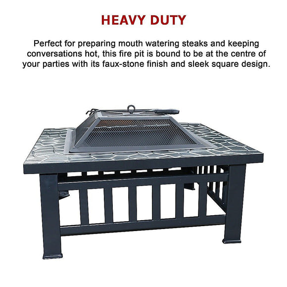18" Square Metal Fire Pit Outdoor Heater - RnR Galore