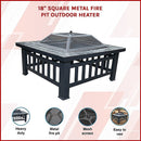 18" Square Metal Fire Pit Outdoor Heater - RnR Galore