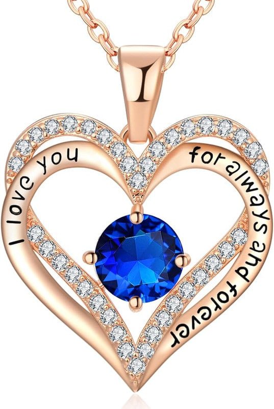 18K Rose Gold Necklaces for Women, 927 Sterling Silver Gifts for Mothers Day, Jewelry for Wife Mom Her Girlfriend, Birthstone Diamond Necklace for Birthday Anniversary, Heart Pendant Jewelry - SEP - RnR Galore