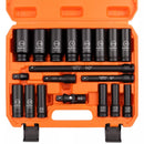 18Pc Deep Impact Socket Set Imperial / SAE Extension Flexible Adaptor 1/2" Drive - RnR Galore