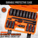 19Pc Deep Socket Set Impact 1/2" Drive Extension Bars Flexible Adapter 10 - 24mm - RnR Galore