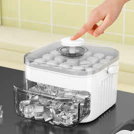 1PC Refrigerator Ice Cube Mold, Manual Press Two - Layer Design, Large Capacity Food - Grade PP Material, Suitable for Refrigerator Ice Making – Essential Kitchen Tool, 50 - Cavity Ice Tray with Container, Practical Household Drink Ice Organizer.WHITE - RnR Galore