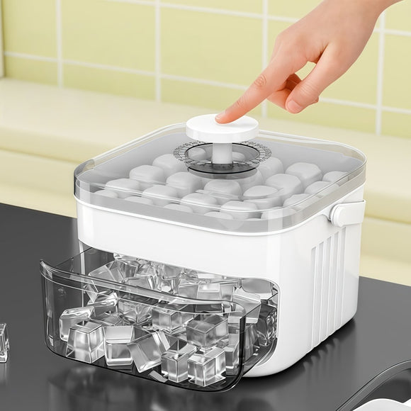 1PC Refrigerator Ice Cube Mold, Manual Press Two - Layer Design, Large Capacity Food - Grade PP Material, Suitable for Refrigerator Ice Making – Essential Kitchen Tool, 50 - Cavity Ice Tray with Container, Practical Household Drink Ice Organizer.WHITE - RnR Galore