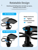 2 - in - 1 Car Rotating Dinner Tray & Double Cup Holder with Secure Phone Mount - Car Cup Slot Swivel Expander and Snacks & Drinks Organizer - RnR Galore