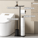 2 - in - 1 Freestanding Toilet Paper Holder - Thick Carbon Steel with Matte Black Finish, Storage Top and 2 * Paper Roll Holder - RnR Galore