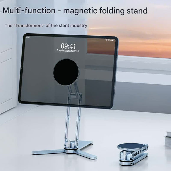 2 - in - 1 Magnetic Folding Stand for Phones & Tablets - Adjustable Aluminum Desktop & Handheld Holder(silver) - RnR Galore