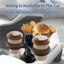 2 - Pack (2 - in - 1 Standard Version & 3 - in - 1 Pro Phone Mount Version) Car Rotating Dinner Tray & Double Cup Holder with Secure Phone Mount - Car Cup Slot Swivel Expander and Snacks & Drinks Organizer - RnR Galore