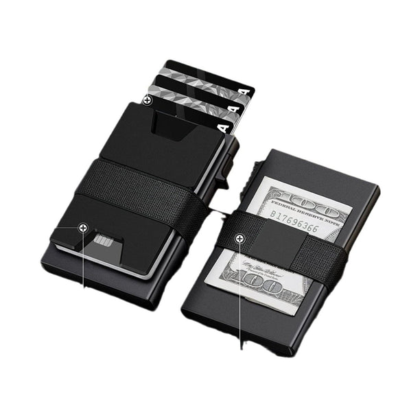 2 - Pack Black Metal Thin Slim Men Women Pop Up Wallet (10.1 x 6.9 x 1.7 cm) - RFID Anti - theft Card Holder with box - RnR Galore