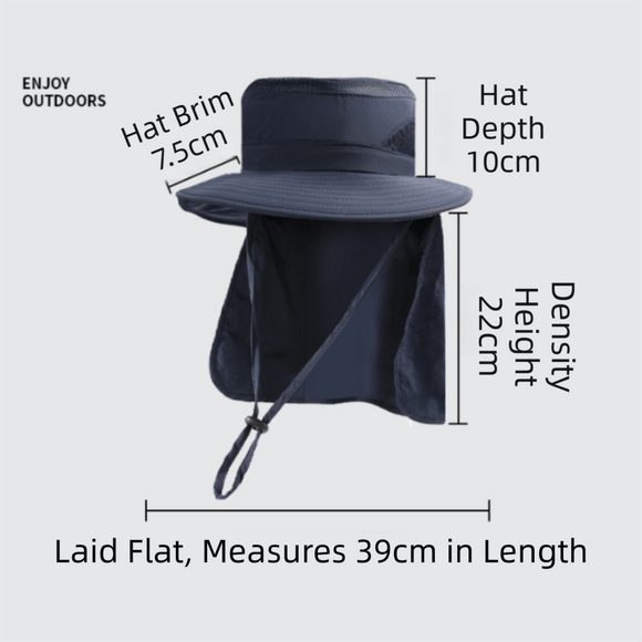 2 - Pack Dark Blue Men's Adjustable Sun Protection Hat - Wide Brim, Deep Crown, Quick Dry Breathable Sun Cap with Neck Flap for Hiking & Outdoors - RnR Galore