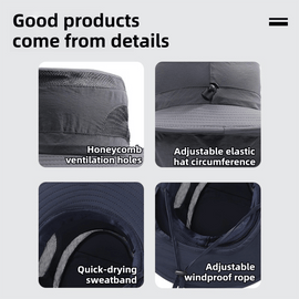 2 - Pack Dark Blue Men's Adjustable Sun Protection Hat - Wide Brim, Deep Crown, Quick Dry Breathable Sun Cap with Neck Flap for Hiking & Outdoors - RnR Galore