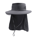 2 - Pack Dark Grey Men's Adjustable Sun Protection Hat - Wide Brim, Deep Crown, Quick Dry Breathable Sun Cap with Neck Flap for Hiking & Outdoors - RnR Galore