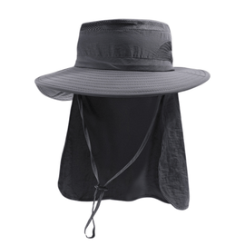 2 - Pack Dark Grey Men's Adjustable Sun Protection Hat - Wide Brim, Deep Crown, Quick Dry Breathable Sun Cap with Neck Flap for Hiking & Outdoors - RnR Galore