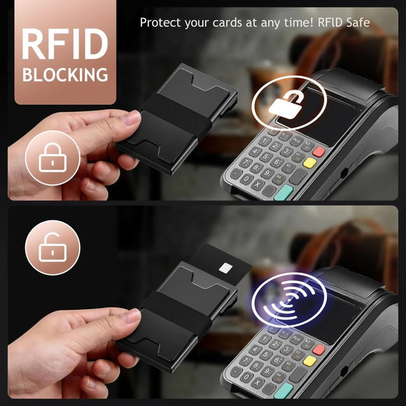 2 - Pack Grey Metal Thin Slim Men Women Pop Up Wallet (10.1 x 6.9 x 1.7 cm) - RFID Anti - theft Card Holder with box - RnR Galore