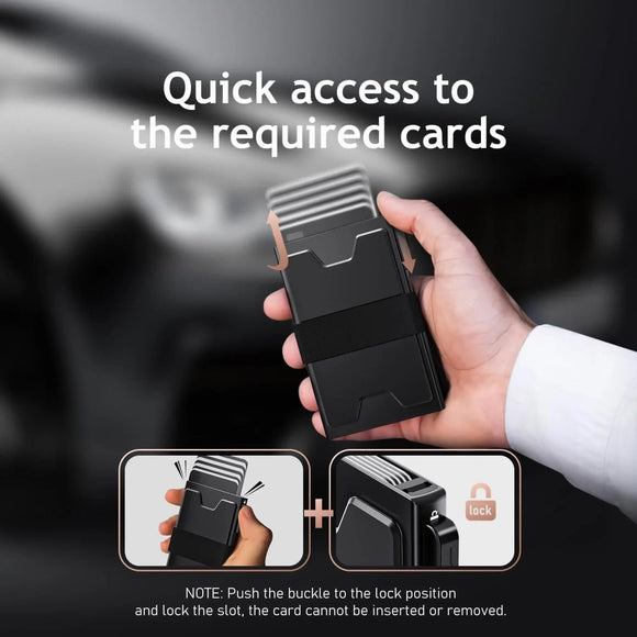 2 - Pack Grey Metal Thin Slim Men Women Pop Up Wallet (10.1 x 6.9 x 1.7 cm) - RFID Anti - theft Card Holder with box - RnR Galore
