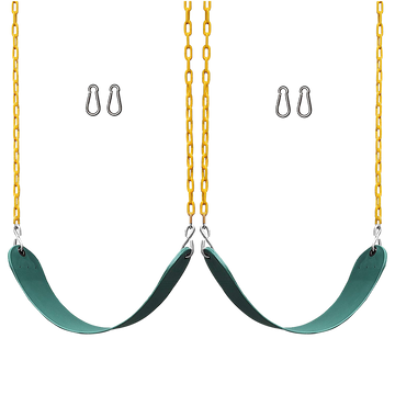 2 Pack Heavy Duty Playground Swing Seats with 66 Inch Plastic Coated Chains for Outdoor Backyard Play - RnR Galore
