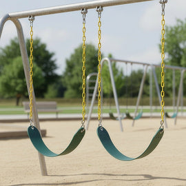 2 Pack Heavy Duty Playground Swing Seats with 66 Inch Plastic Coated Chains for Outdoor Backyard Play - RnR Galore
