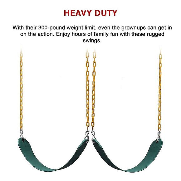 2 Pack Heavy Duty Playground Swing Seats with 66 Inch Plastic Coated Chains for Outdoor Backyard Play - RnR Galore