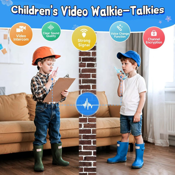 2 - Pack Mini Wireless Video Intercom Set for Children(Blue & Pink) - Educational and Interactive Dual - Frequency Walkie Talkie Toy for Playtime - RnR Galore
