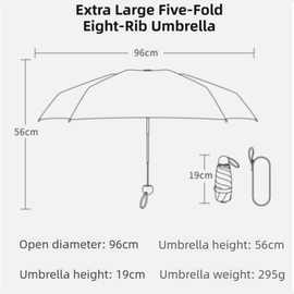 2 - Pack Pink Ultra - Compact 5 - Fold Waterproof All - Weather Umbrella for Women - Heart Pattern, Black Glue UV Protection, 8 - Rib Frame, Portable Capsule Parasol - RnR Galore