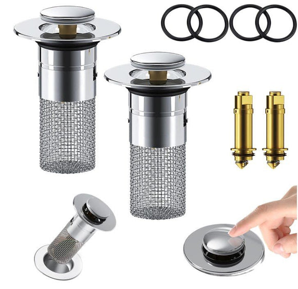 2 - Pack Pop - Up Sink Stopper with Hair Catcher – Small (28 - 33mm) Drain Filter,Basin Drain Filter Upgrade - RnR Galore
