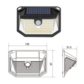 2 - Pack Solar Motion Sensor Wall Light(178 - Bead LED) - 3 Lighting Modes, IP64 Waterproof, Three - Sided Wide - Angle Lighting for Outdoor Security and Garden Lighting - RnR Galore