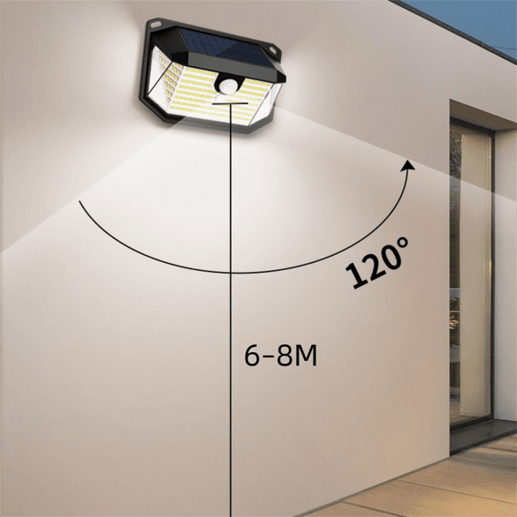 2 - Pack Solar Motion Sensor Wall Light(230 - Bead LED) - 3 Lighting Modes, IP64 Waterproof, Three - Sided Wide - Angle Lighting for Outdoor Security and Garden Lighting - RnR Galore